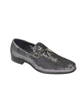 After Midnight 6759 Men’s Pewter Sequin Loafers Dress Shoes Formal Slip-On